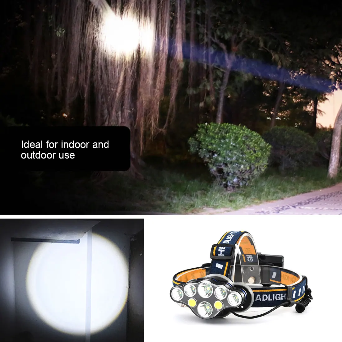 

2021 new USB Rechargeable T6 COB 8 Modes LED Headlight Lamps 5000 Lumens Flashlight Zoomable Waterproof for Camping Fishing