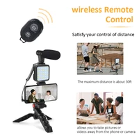 smartphone video kit microphone led light tripod holder for vlogging photography recording handle stabilizer bracket