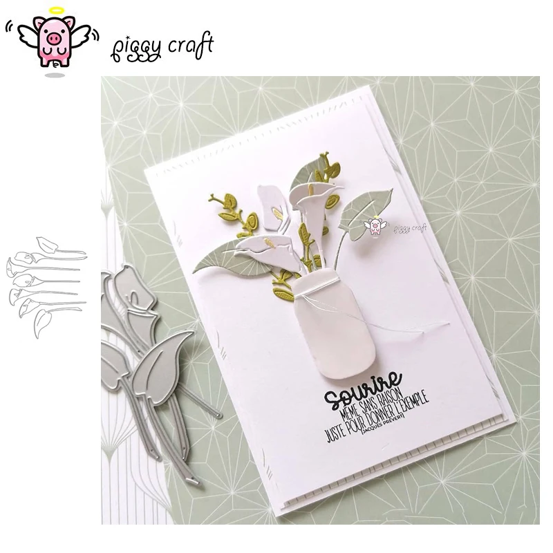 

Piggy Craft metal cutting dies cut die mold Flower leaf decoration Scrapbook paper craft knife mould blade punch stencils dies