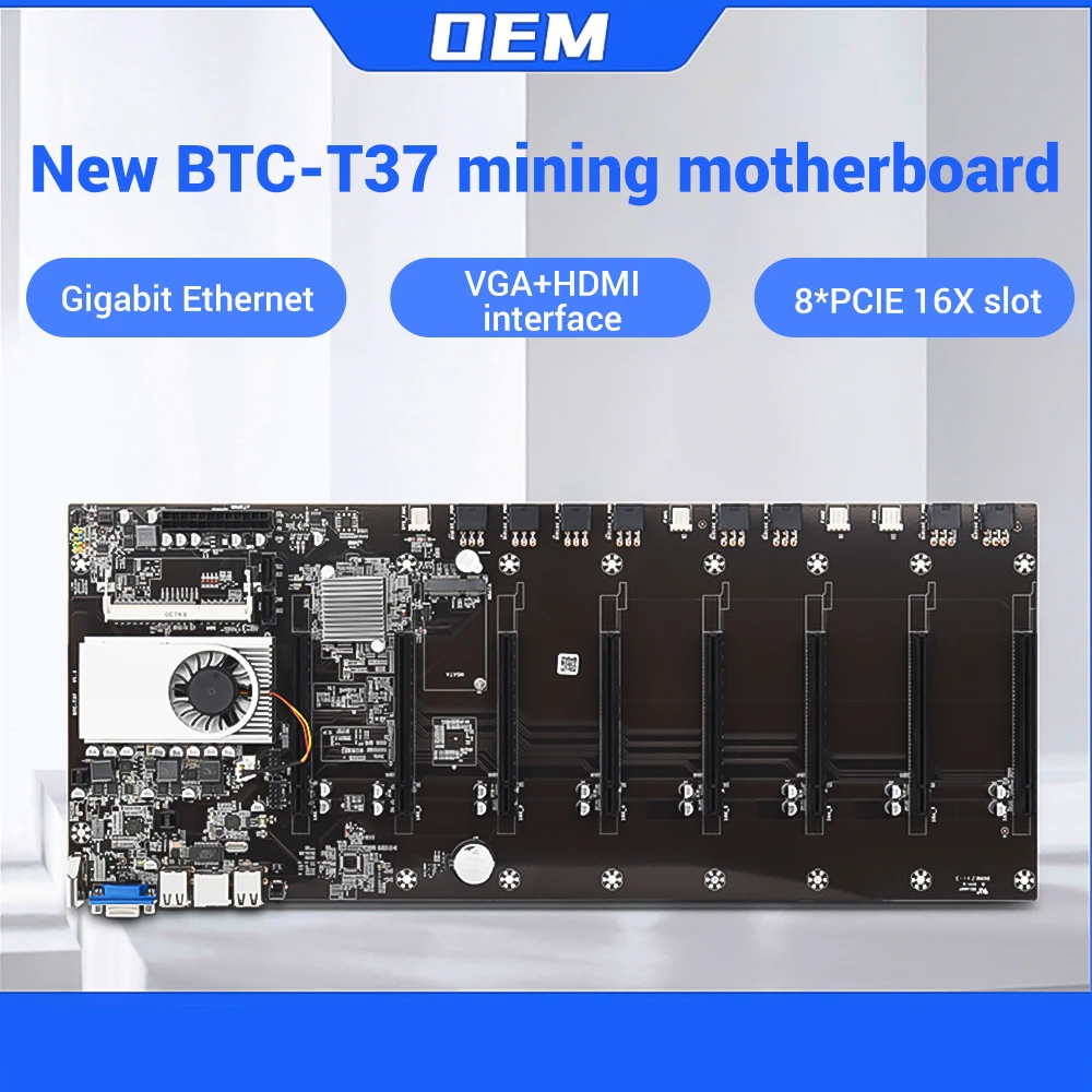 Материнская плата BTC-T37 для майнинга 8 GPU Биткоин-Майнер PCIE 16X 4 USB2.0 DDR3 слот Sodimm