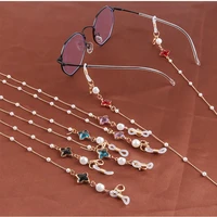 2021 fashion crystal pearl heart shaped sunglasses mask lanyard necklace prismatic reading glasses chain accessories for women