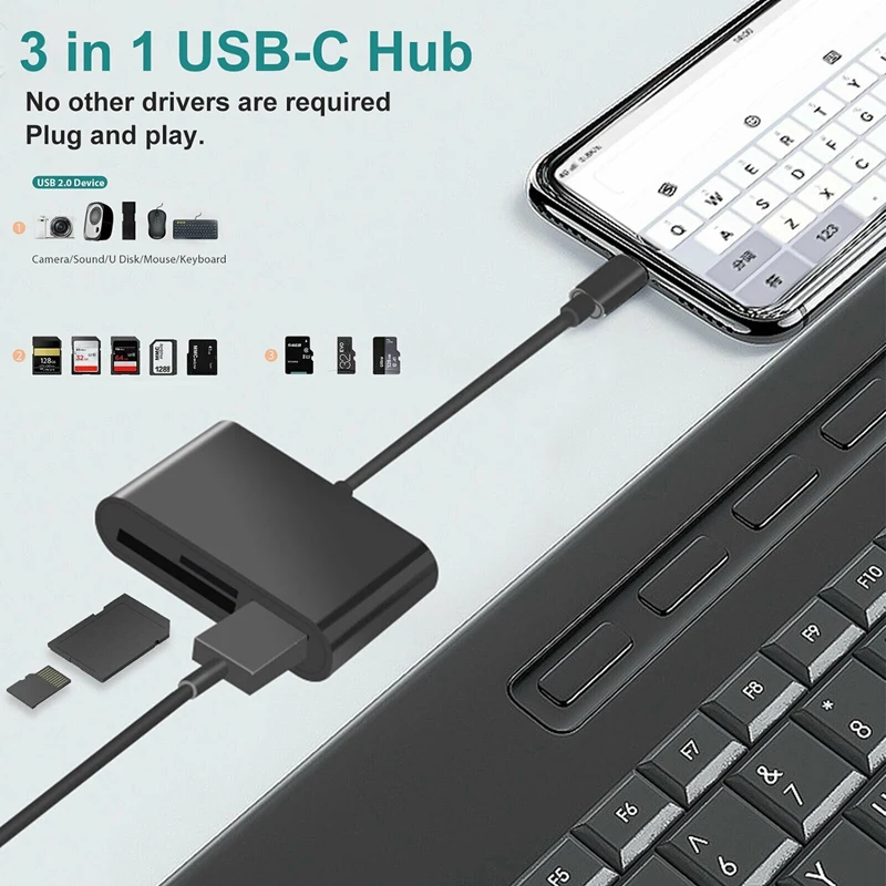 3 в 1 устройство для чтения карт памяти Type C USB на 2 0 Micro-SD TF OTG хаб адаптер конвертер