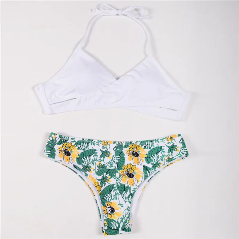 

Women Tops with Pants Bikini Suit Halter Backless Dry Fast High Waist Swimsuit for Summer ENDQ