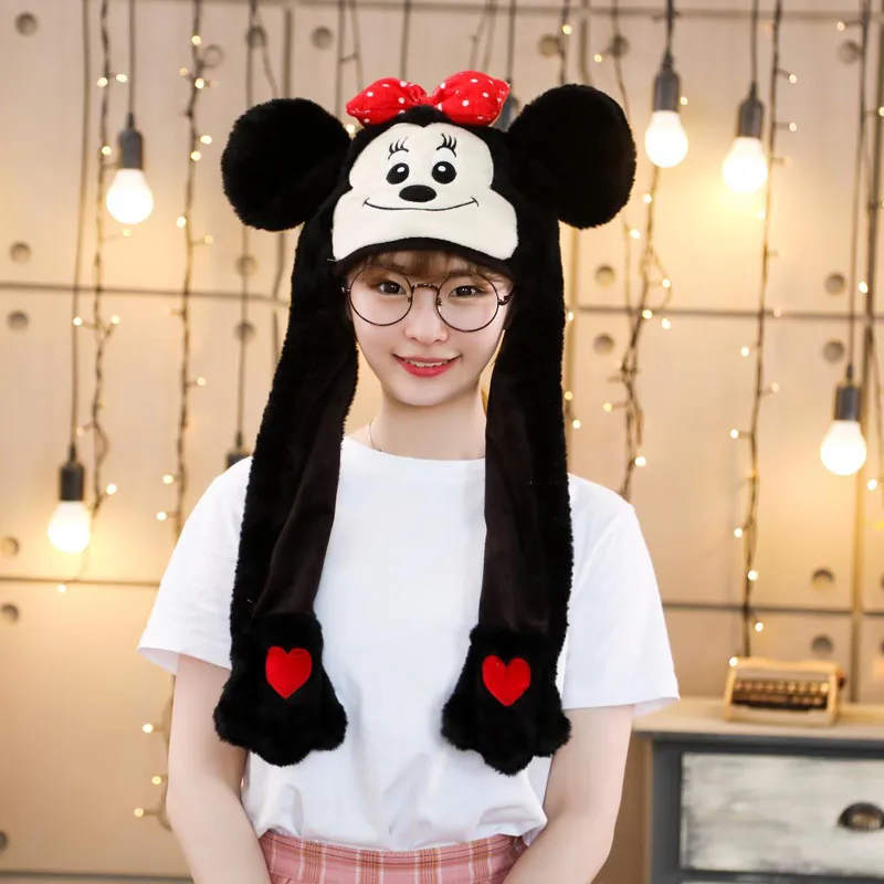 Шапка с подвижными кроличьими ушками плюшевая игрушка шапка для подушки