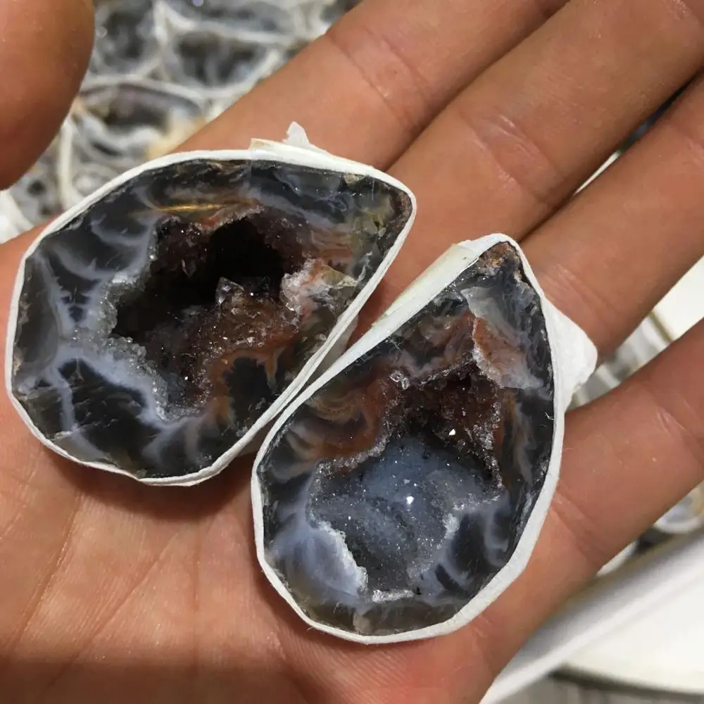 Natural rough Small Agate Quartz Geodes For Gifts 2pcs | Дом и сад