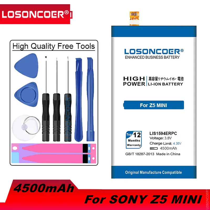 Аккумулятор LOSONCOER 4500 мАч LIS1594ERPC для Sony Xperia Z5 mini compact E5823 E5803 XA Ultra C6 F3216Xc F3216 F3215 Xmini
