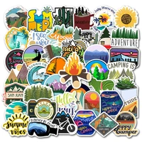 50pcsbag camping landscape stickers outdoor adventure climbing travel waterproof sticker diy suitcase laptop bicycle helmet car
