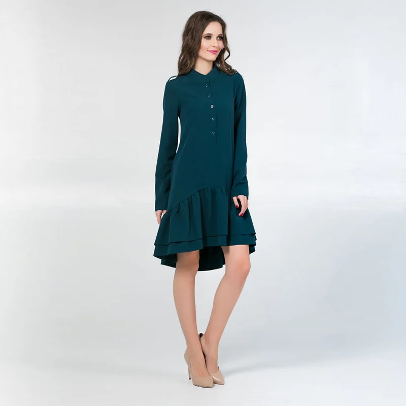 Женское платье Вечерние воланом длинным рукавом и воротником стойкой на