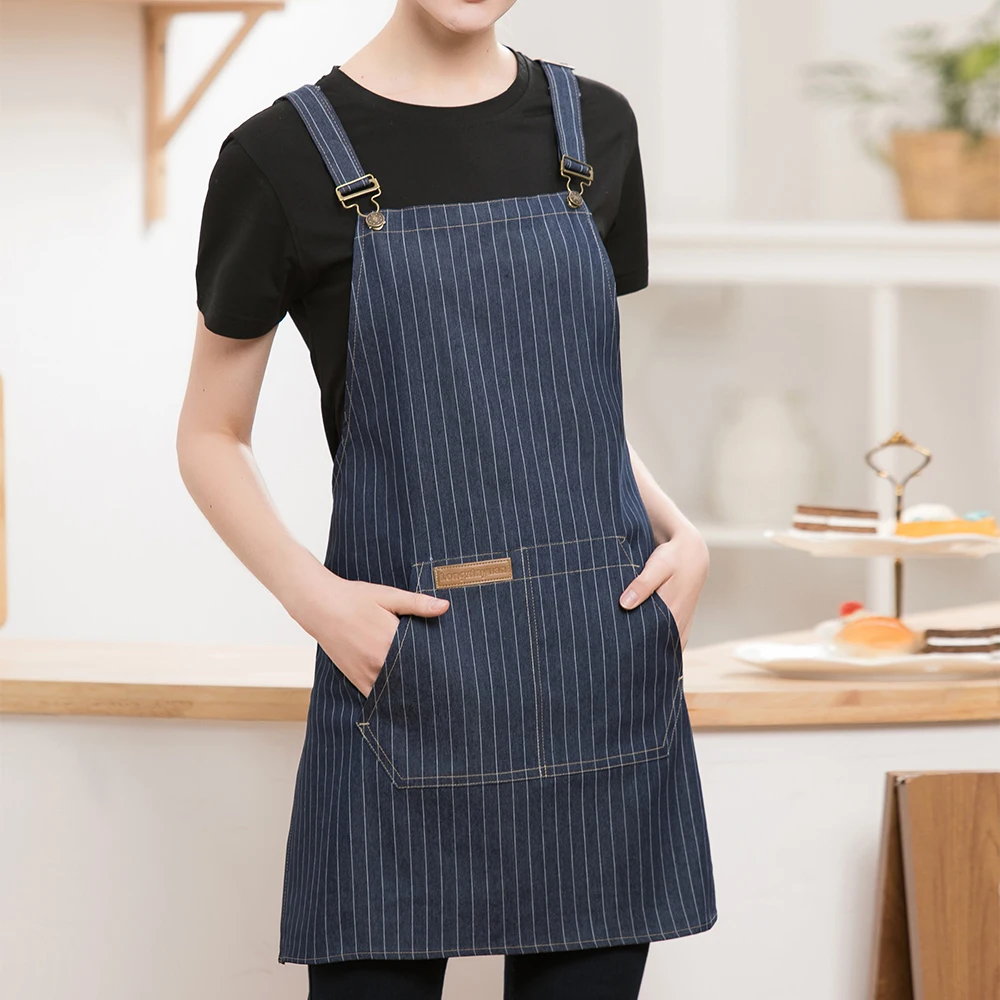 

Denim Sleeveless Aprons Adjusts Women's Kitchen Chef Waiter Apron Cafe Shop Waterproof Apron For Cooking Baking Restaurant