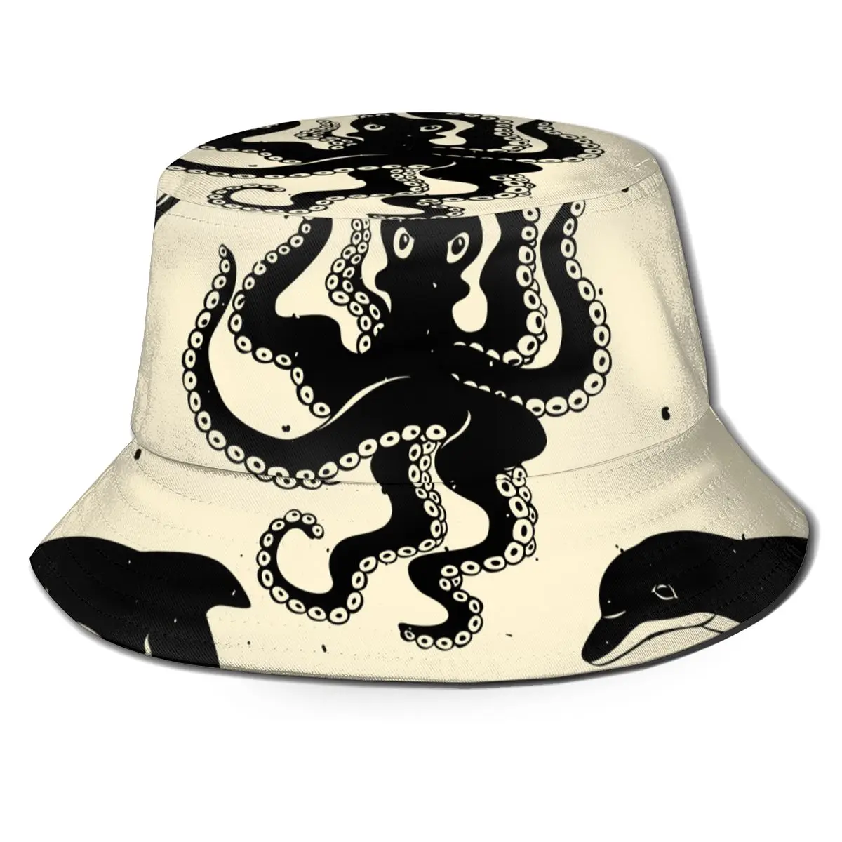 

2021 New Fisherman's Hat Unisex Fashion Bob Cap Octopus Dolphins Hip Hop Gorros Panama Windproof outdoor Bucket Hat