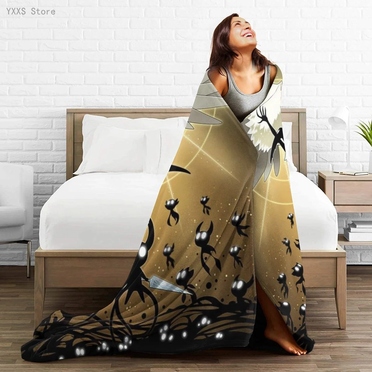 

Hollow-Knight 3D Cartoon Sherpa Blanket Warm Super Soft Flannel Children Adult Bedspread Sofa Bedding Plush Quilt Plaid