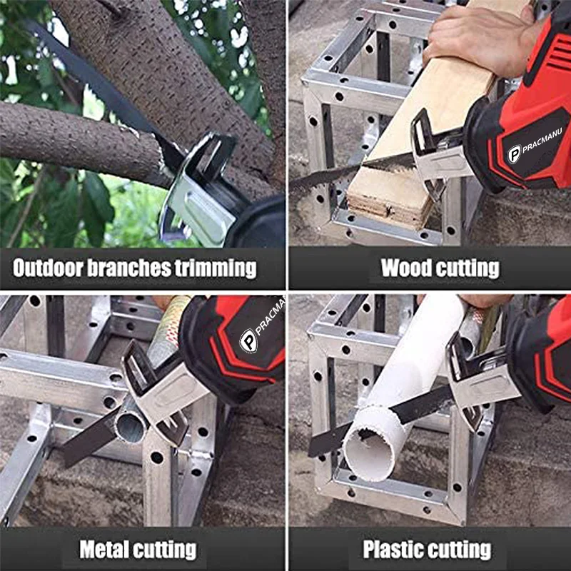 21V Cordless Reciprocating Saw Metal Cutting Wood Tool Adjustable Speed Electric Portable Woodworking Cutters with 2 Battery | Инструменты