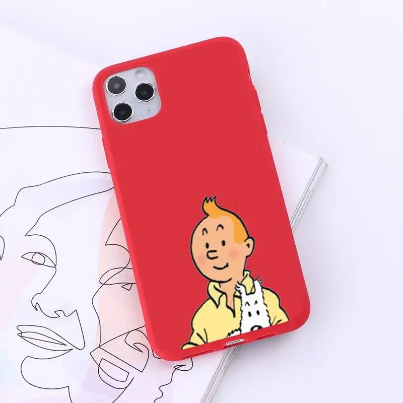 

The Adventures of Tintin cartoon Phone Case Candy Color for iPhone 6 7 8 11 12 s mini pro X XS XR MAX Plus