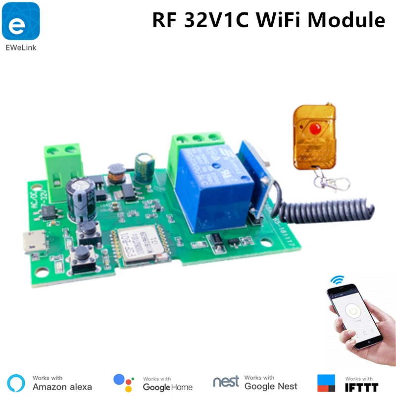 eWelink 32V1C RF433 WiFi переключатель беспроводной домашней автоматизации релейный модуль Domotica DIY пульт дистанционного управления работает с гнездо...