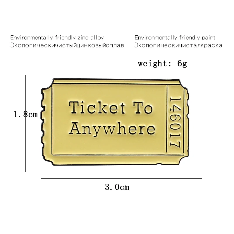 Admit Admission Ticket Stamp Brooch Pop Movie To Happiness/Anywhere Enamel Pin Coat Cap Badge Friends Children Gifts | Украшения и