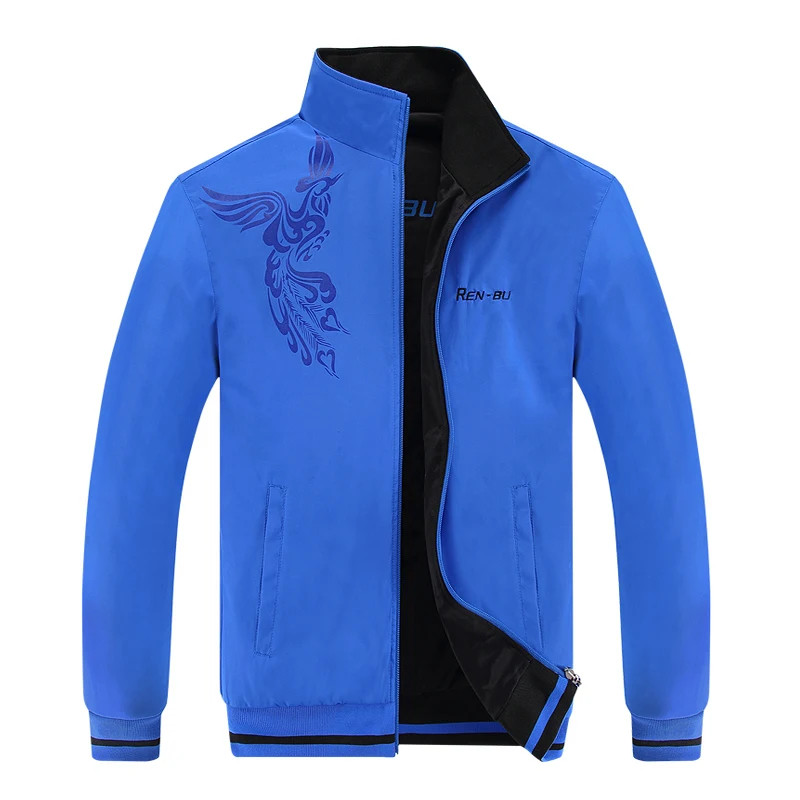 Blue Jacket Одежда с принтом, новинка, брендовый повседневный мужской пиджак, Двусторонняя одежда пальто осень-зима Для мужчин пилот Курточка бомбер в стиле «хип-хоп» куртки в уличном стиле, ZA284 - Цвет: Blue Jacket