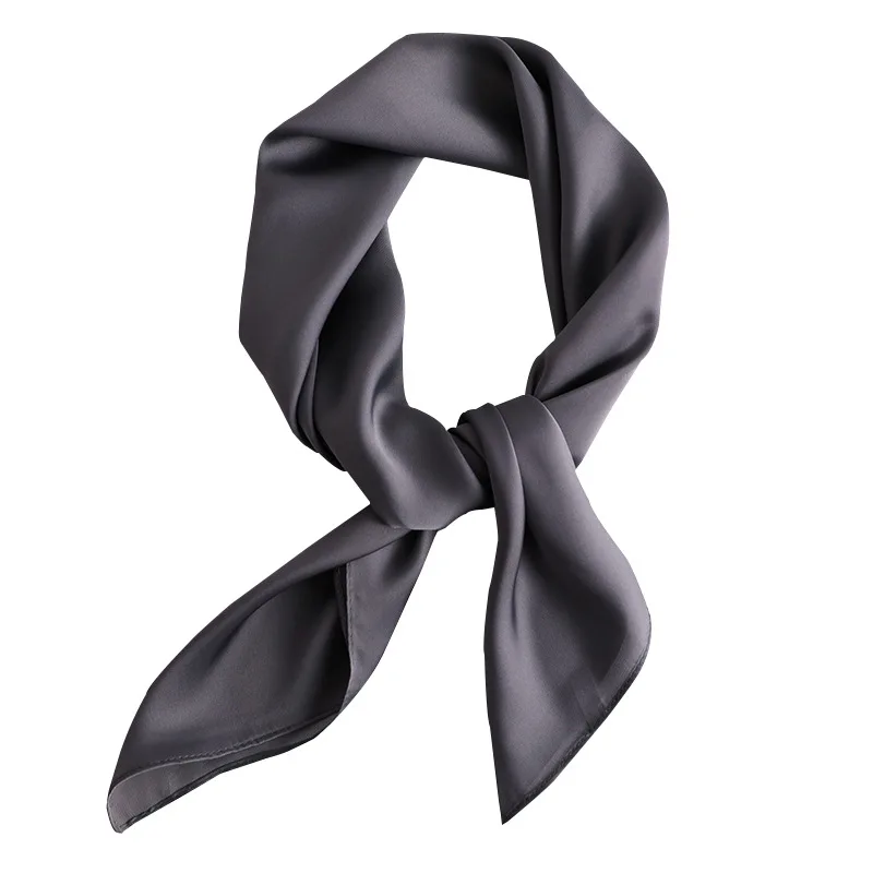 

Simple solid color scarf women's imitation silk small square scarf 70cm basic style with shirt professional scarf binding hair