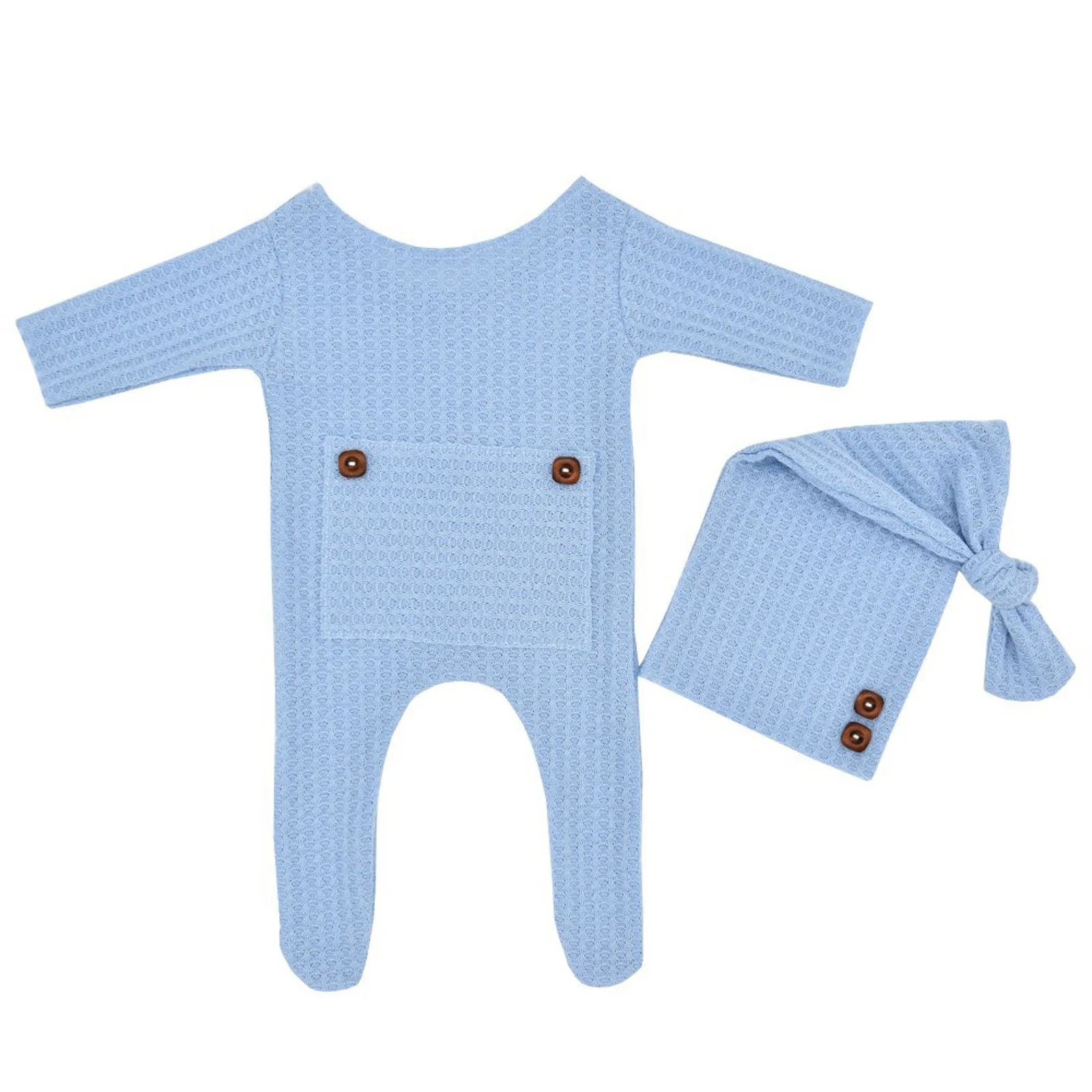 

Summer New Style Newborn Baby Photography Prop Footed Romper Button Overalls Hat Set Vogue Baby Clothes