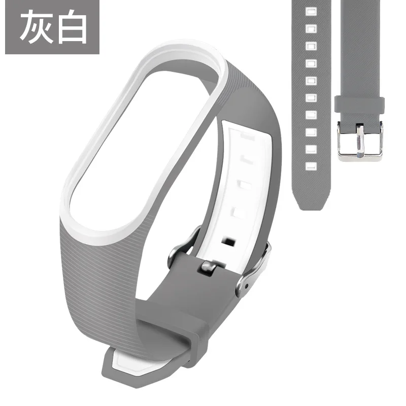 Мягкий силиконовый mi Band 3 4 ремешок 4 3 ремешок на запястье для Xiaomi mi 3 4 силиконовый mi band 3 4 аксессуары correa mi 3 замена - Цвет ремешка: gray white