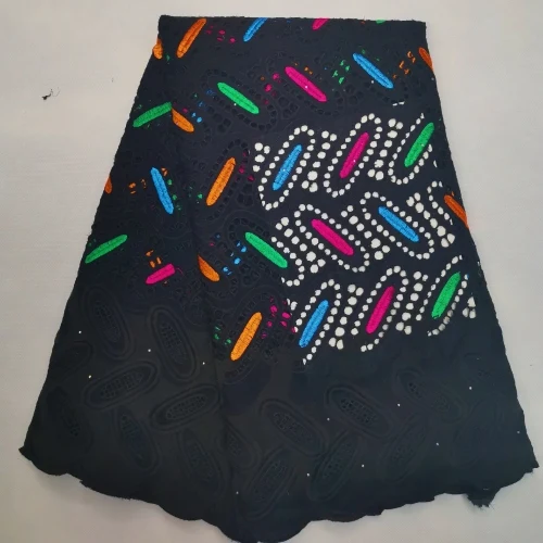 Оранжевый Африканский 100% хлопок кружевной ткани новейшее швейцарское кружево