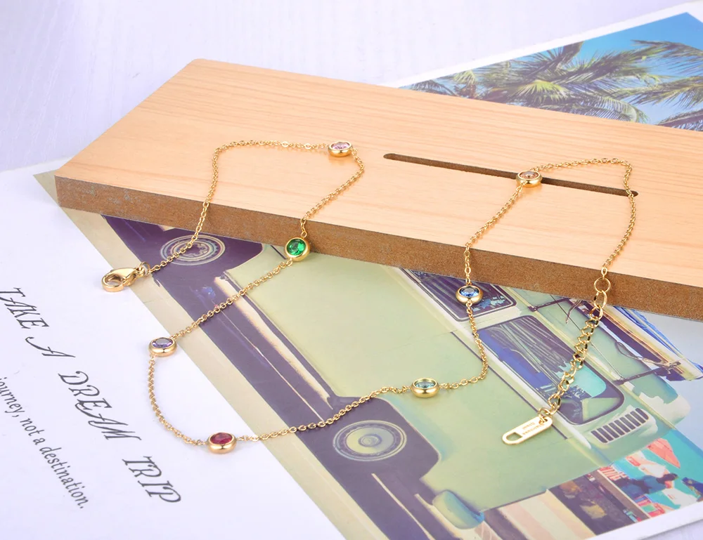 Lokaer Ожерелье из нержавеющей стали с цирконием