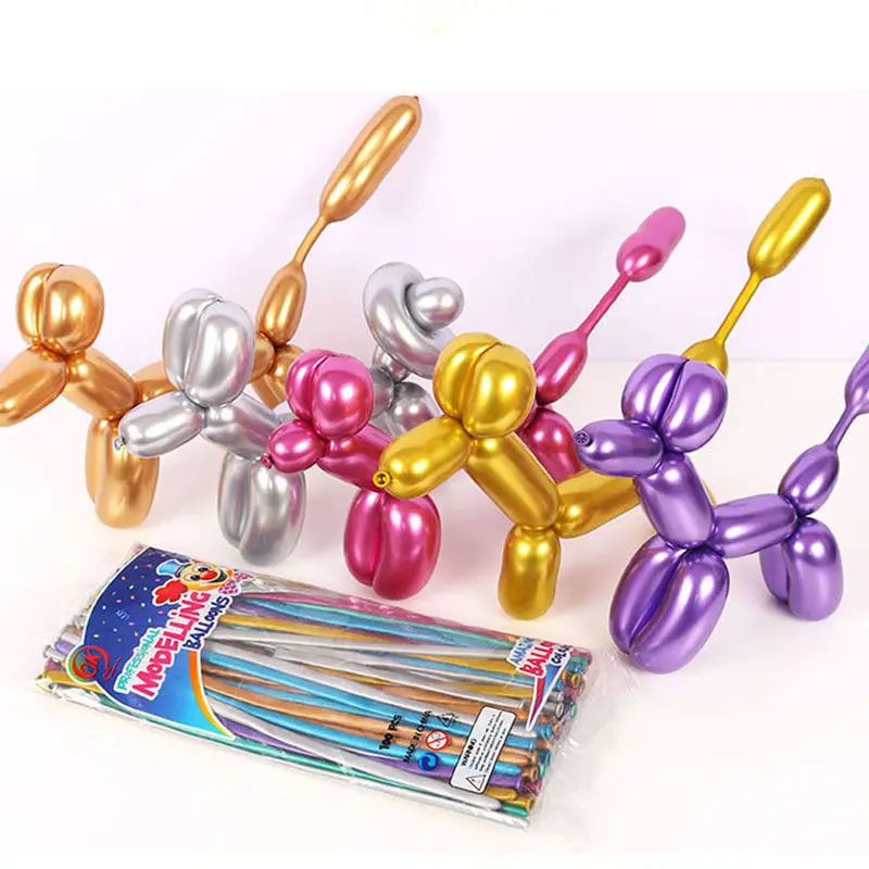 

50pcs 260 Metallic Long Balloons DIY Strip Long Shape Balloon Tying Twist Modeling Balloon for Birthday Wedding Christmas Party