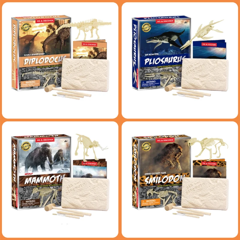 Comitok-Kit de excavaci&oacute;n de dinosaurios para ni&ntilde;os, juguete educativo de excavaci&oacute;n de huevos de dinosaurios, modelo de esqueleto de ensamblaje, modelo PR49-5