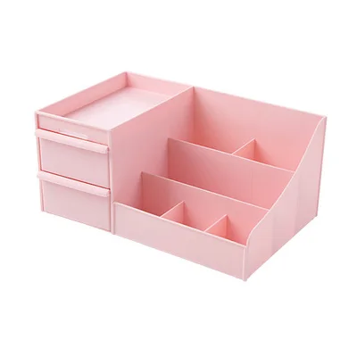Pink B Органайзер для макияжа, пластиковая коробка для хранения, контейнер для украшений, чехол для макияжа, органайзер для косметики, Офисная коробка, органайзер для макияжа - Цвет: Pink B