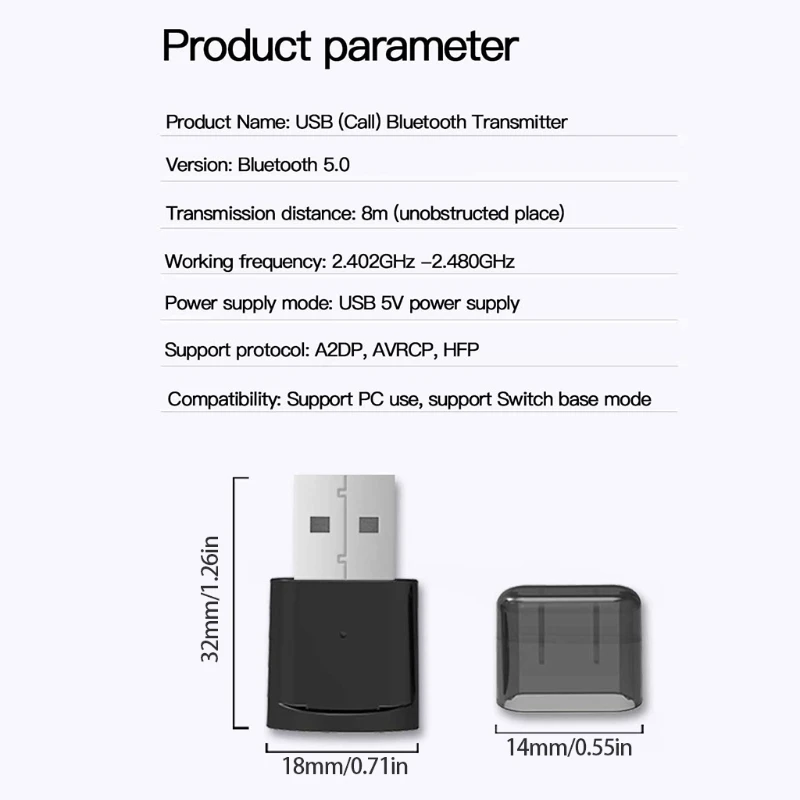 

Long Range Bluetooth 5.0 USB Audio Adapter for PC Laptop Superior Sound Wireless Audio Dongle for Headphones Speakers