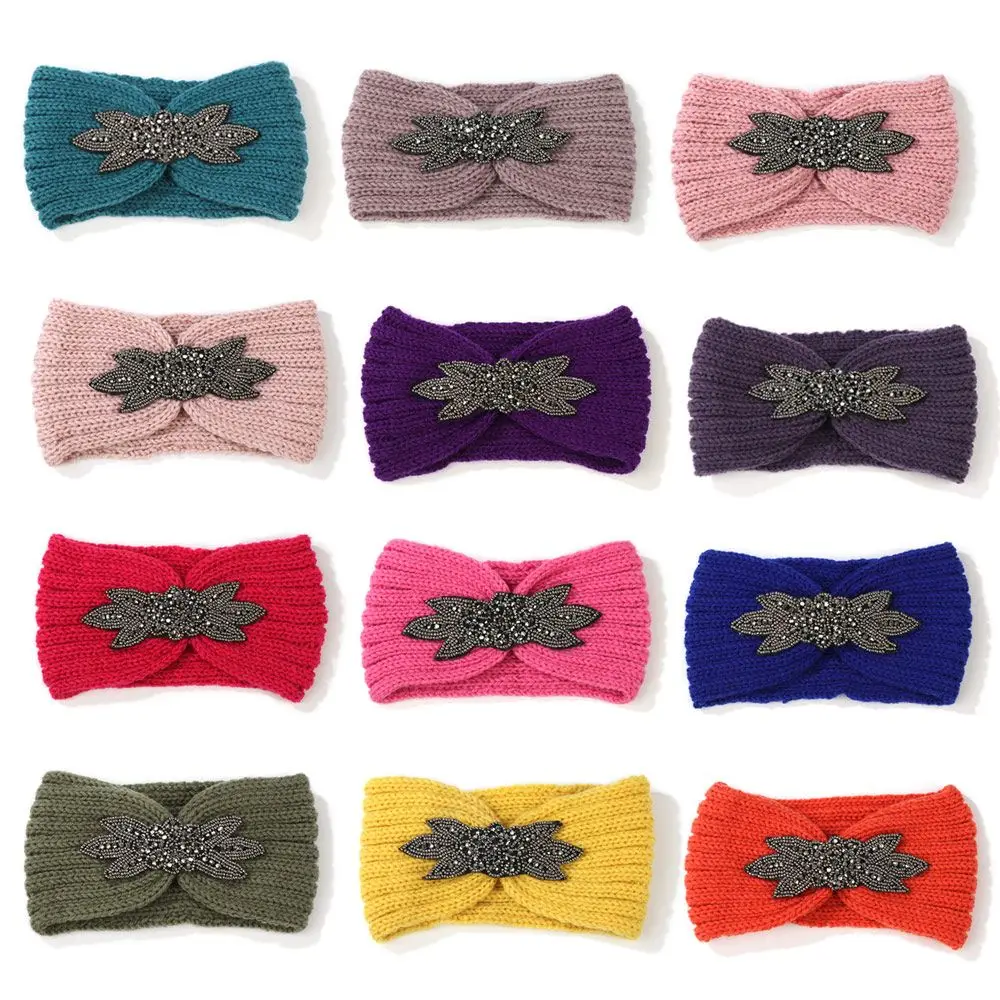 

Warm Sports Yoga Trendy Face Wash Knitted Headband Diamond-studded Ear Protection Woven
