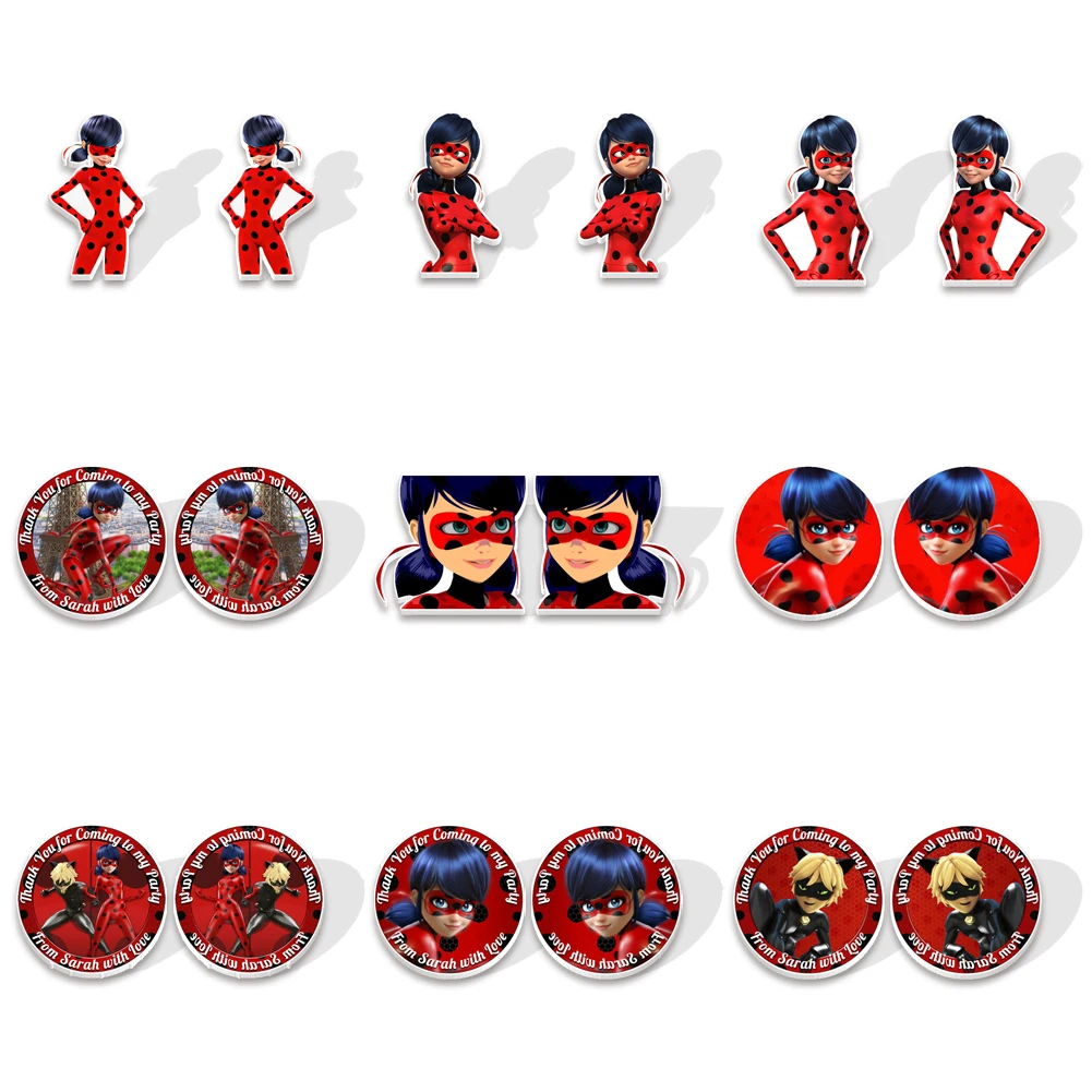 

2021 New Stud Earrings Acrylic Cartoon Girl Marinette Earring For Girls Gift Jewelry Accessories