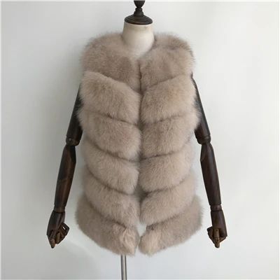 Beige MAOMAOFUR жилет из натурального меха женский жилет из натурального Лисьего меха без рукавов Женская куртка Верхняя одежда весенний жилет из натурального Лисьего меха для девочек - Цвет: Beige