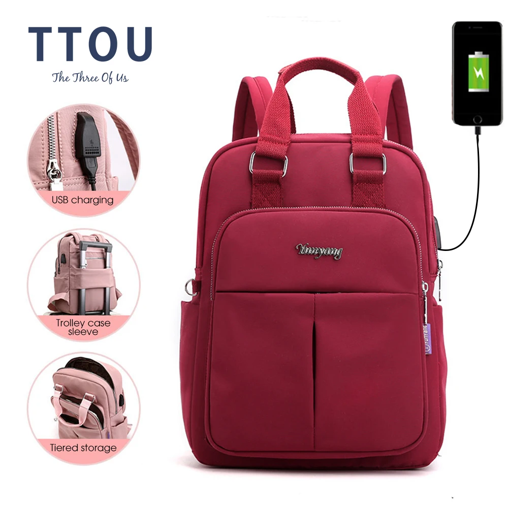 

Anti Theft Usb Nylon Backpack Waterproof Women Backpacks Bagpack School Book Bags Teenage Girls Travel Laptop Bag Multifunction