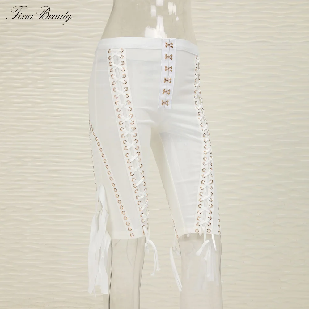 Premium white pants Tina beauty Cardi B комплект из 2 предметов, штаны, блейзер с открытой спиной, длина до колена, с кисточками, v-образный вырез, сексуальный сетчатый, с длинным рукавом, на шнуровке, украшенный пряжкой - Цвет: Premium white pants