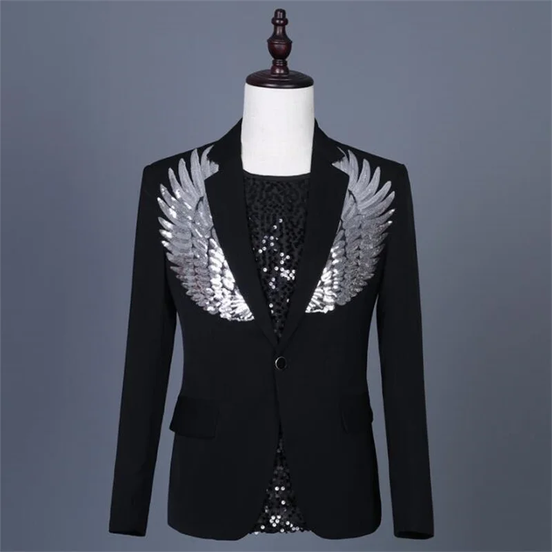 Men's sequined wing suits blazers nightclubs bars wedding dresses grooms dance bar blazers jackets мужской костюм fashion cloth