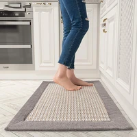 1Pcs Linen Rug Gray Kitchen Waterproof Oilproof Long Kitchen Mat Bath Carpet Floor Bedroom Home Entrance Doormat Grey Washable