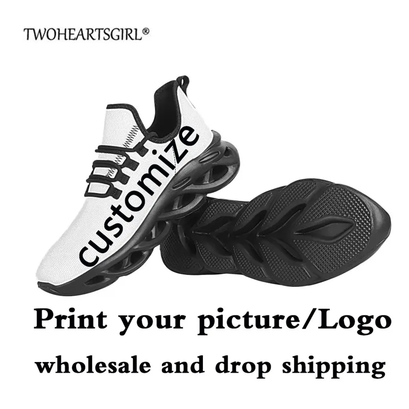 Privado dos Homens Rendas até Sapatos Personalizado Impressão Tênis Casuais Sapatos Planos Respirável Confortável Malha Tricô Moda Universal 3d