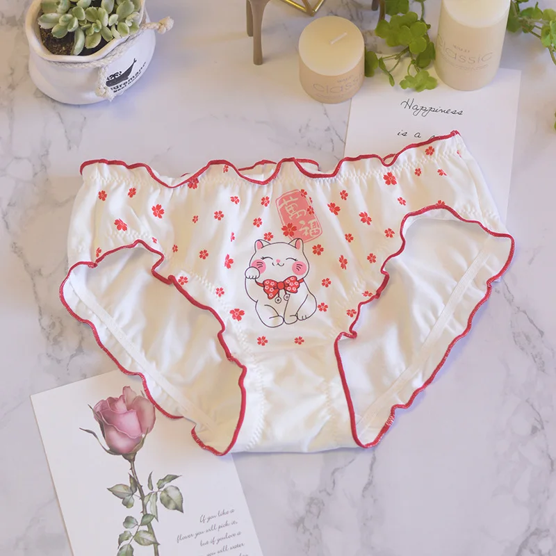 Трусики женские менструальные хлопковые с оборками и цветочным принтом | Женская