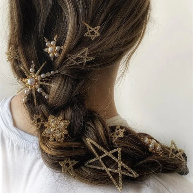 Женские свадебные заколки для волос Stonefans стразы со звездочками и кристаллами в