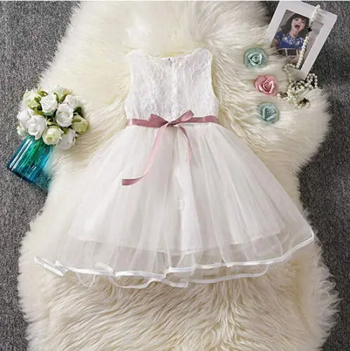 

Kids Toddler Baby Girls Clothes Wedding Pageant Sleeveless Dresses Flower Tutu Lace Princess Dress Girl Clothing 6M-5T