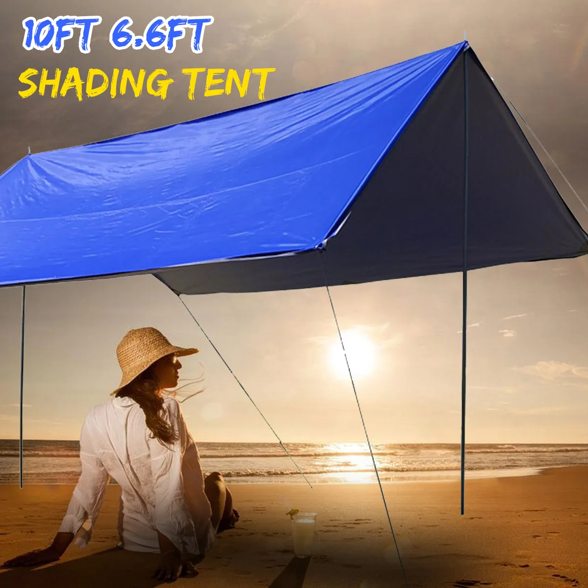 

10ft*6.6ft Waterproof Outdoor Awning Hammock Tarp Rain Fly Lightweight Camping Tent Sun Shelter for Tourism Hiking Beach Pergola