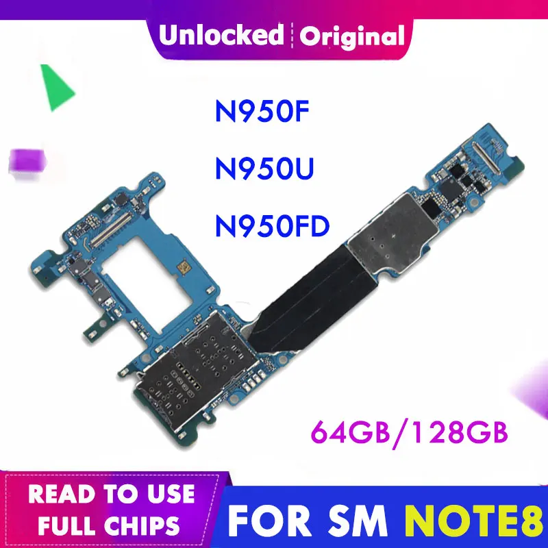 Оригинальная материнская плата для Samsung Galaxy Note 8 N950F 64 Гб 128 ГБ N950FD N950U с полным