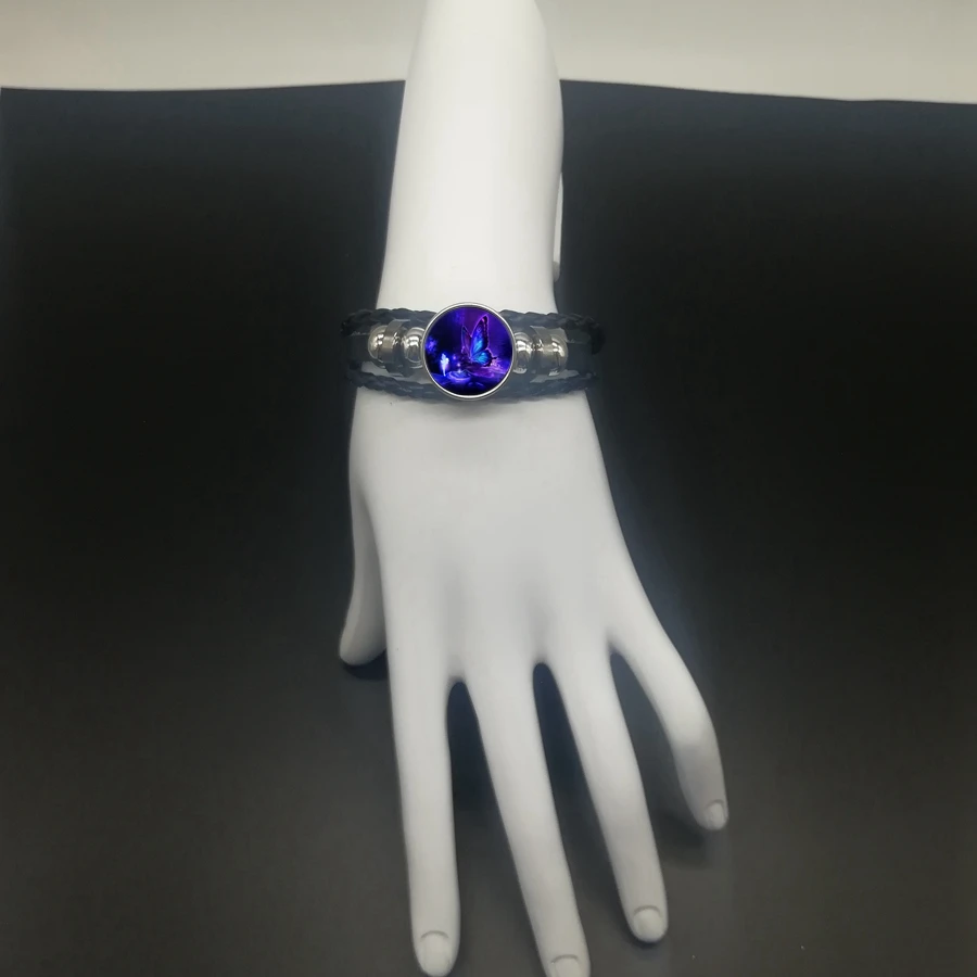 

2019 New Lucky Bracelet Elf with Blue Butterfly Leather Rope Woven Bracelet