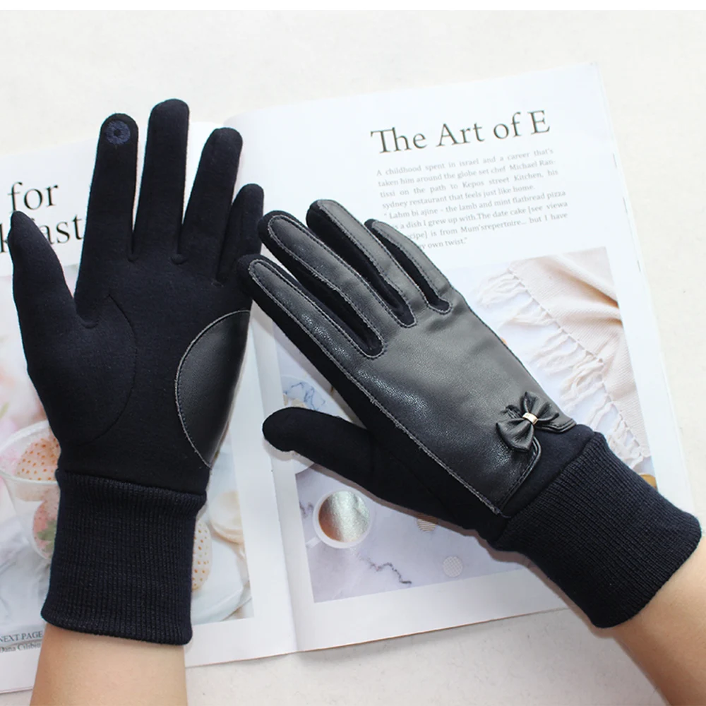 

New Products Ladies Short Cotton Gloves Fashion Color Touch Screen Stitching Butterfly Festival Gloves