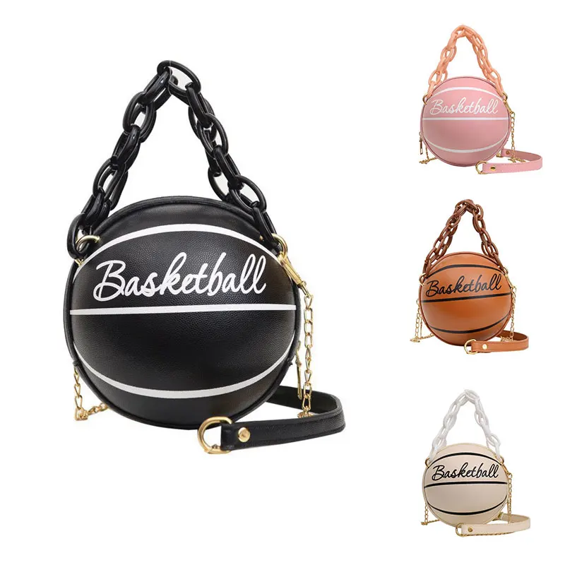 

Women Basketball Shaped Cross Body Messenger Bag Purse Tote Mini Shoulder PU Leather Round Handbag for Girls