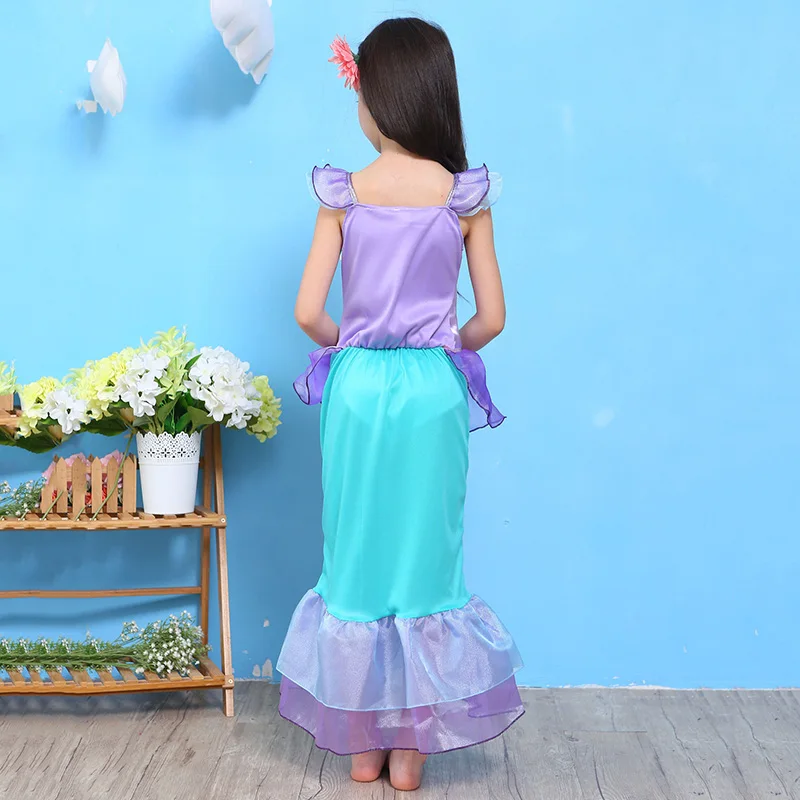 От 4 до 12 лет Детский костюм для маленьких девочек платье принцессы Ариэль с