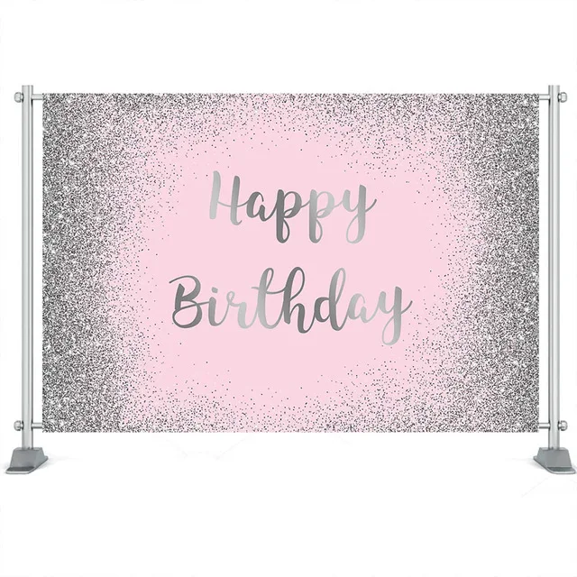 

Customize Glitter Happy Birthday Baby Shower Party Decoration For Photography Background For Photocall Backdrop