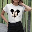 Топ Для женщин футболка с короткими рукавами Дисней Микки Маус узор футболка для взрослых летняя повседневная европейская футболка Y2k одежда Ropa Tumblr Mujer