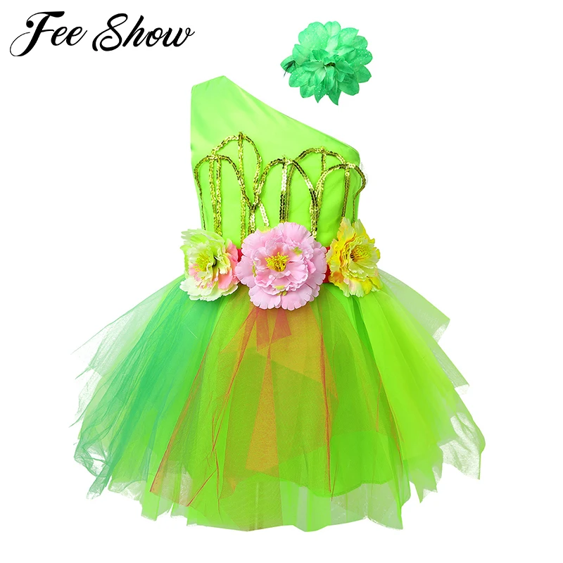 Girls Ballet Dress For Children Dance Kids Sequins 3D Flower Mesh Tutu Modern Salsa Ballroom Costume | Детская одежда и обувь