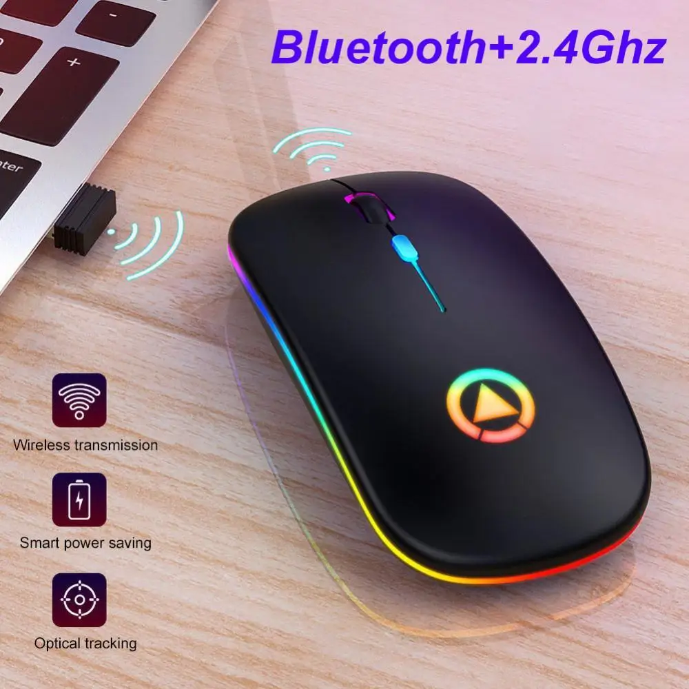 

80% Off 2.4G Wireless Rechargeable Bluetooth 3.0/5.0 Mute Gaming Mouse for Computer